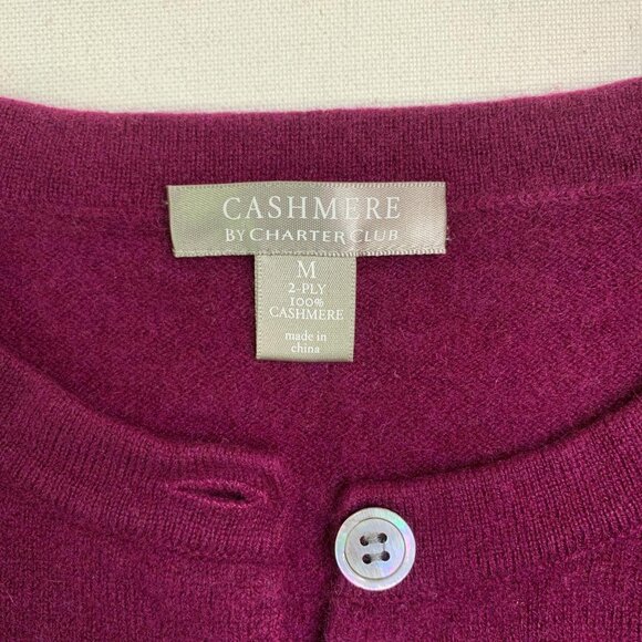 Charter Club 100% Cashmere Burgundy Button-Up Cardigan Slim Fit S/M - Picture 4 of 5